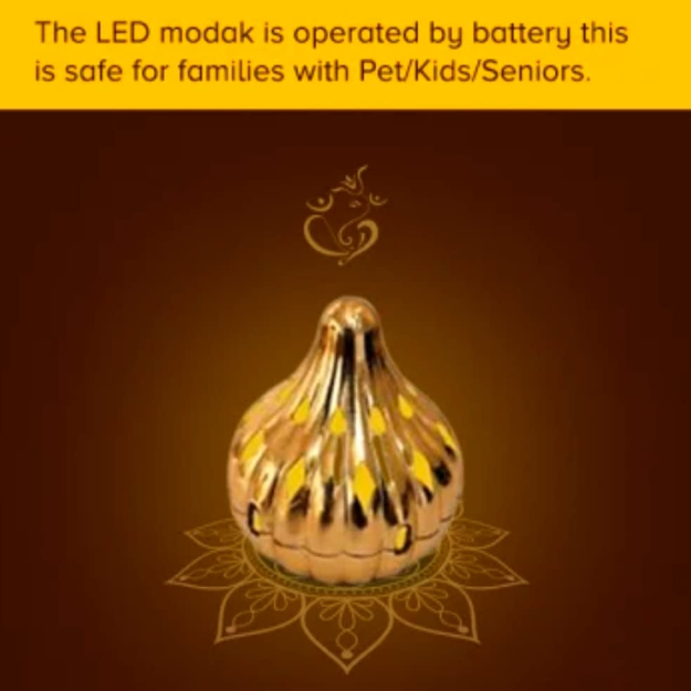 LED Modak Shaped Light - Multicolor Flickering | Battery Operated | Perfect for Ganesh Chaturthi, Diwali & Festive Decor