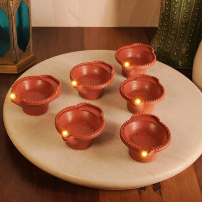 LED Brown Diya  | Flameless | Pack of 6 or 12
