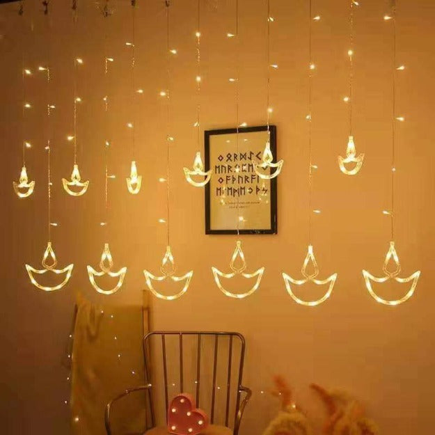 Diya Curtain Lights | Warm White LED | Diwali Decoration