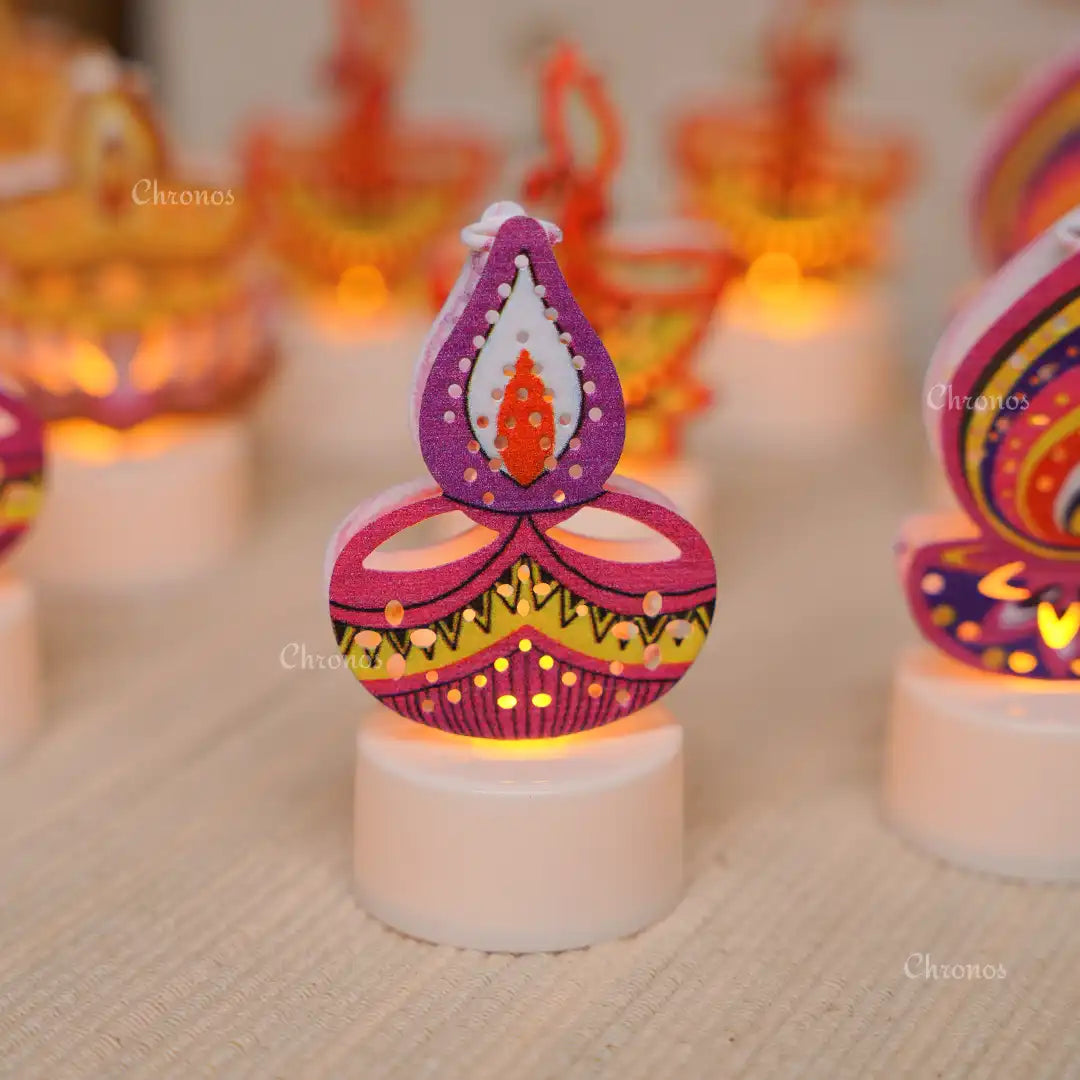 Printed Metal LED Tealight Candle – Pack of 12