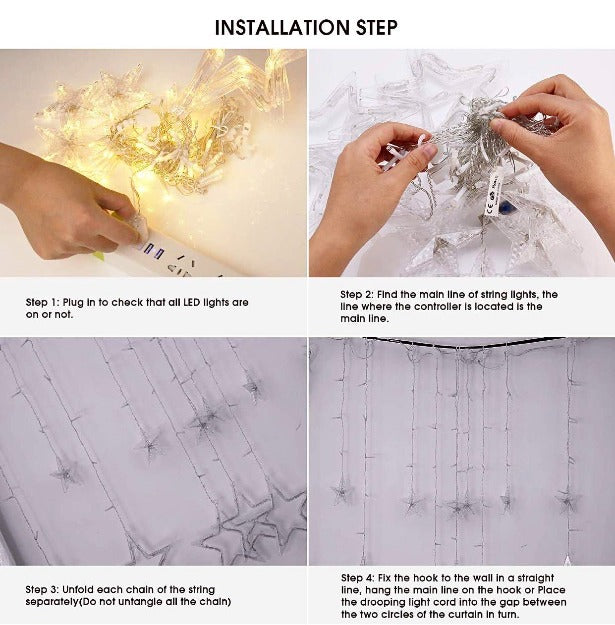 Star Curtain Lights | Warm White LED