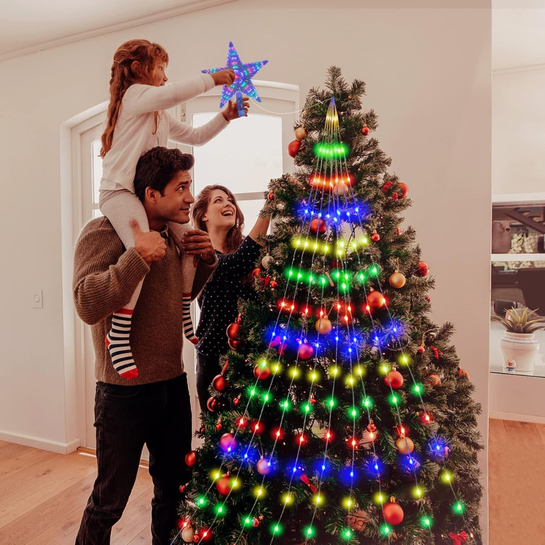 Star with 9 String Lights Christmas Tree Decoration | Multi LED