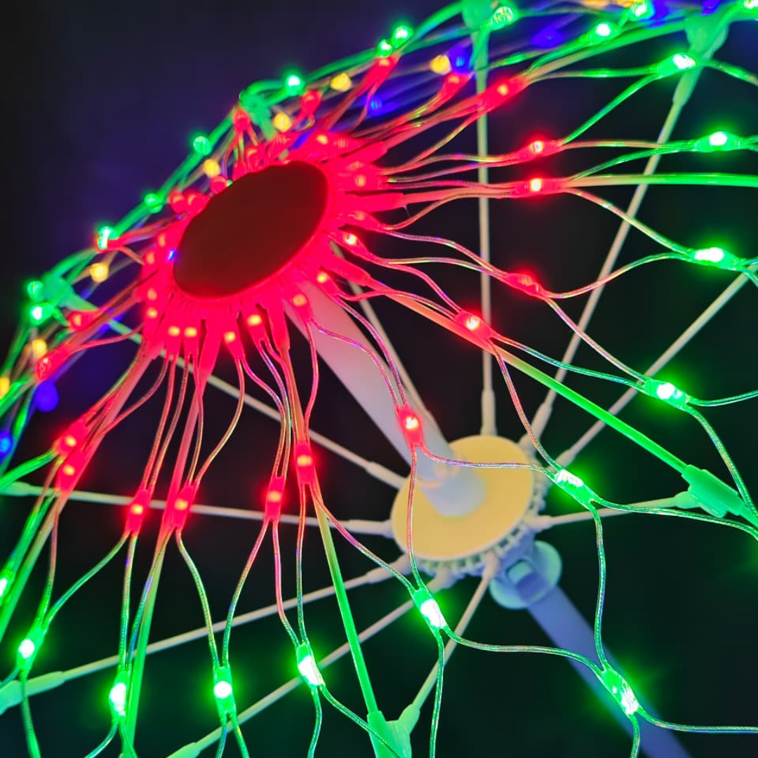 LED Decorative Light Umbrella – Rainbow & Warm White Illumination | 8 Lighting Modes | IP44 Weatherproof