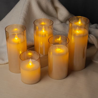 Battery Operated Flameless LED Pillar Candles Pack of 3 - Moving Flame, 10 Key Remote & Timer Controlled