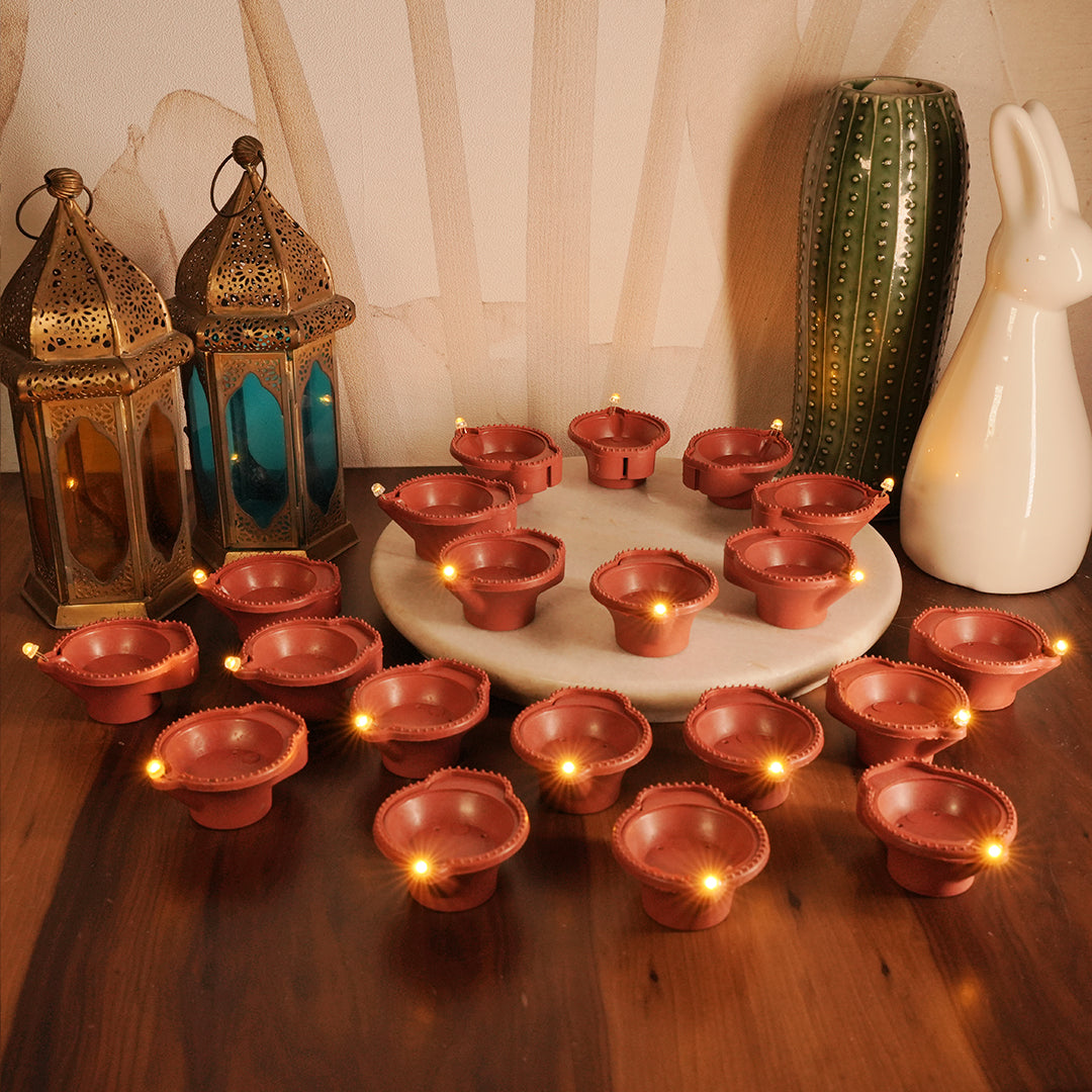 LED Brown Diya  | Flameless | Pack of 6 or 12