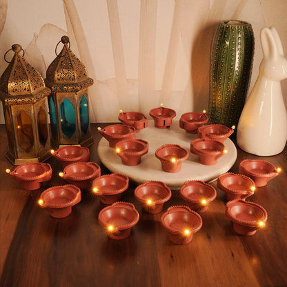 LED Brown Diya  | Flameless | Pack of 6 or 12