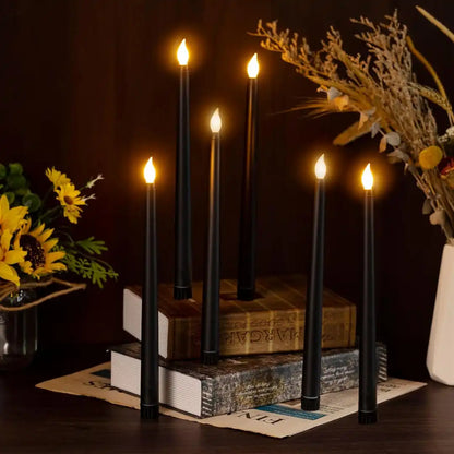 LED Long Pole Flameless Flickering Taper Candles - Battery Operated | Warm White
