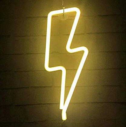Lightning Bolt (Warm White) Neon Sign Light | Battery & USB Operated