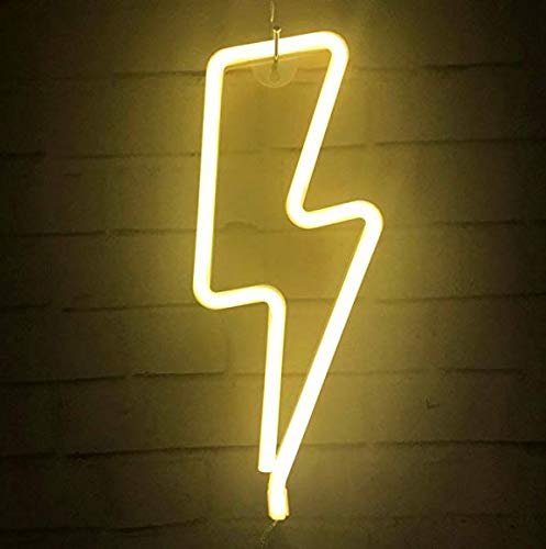 Lightning Bolt (Warm White) Neon Sign Light | Battery & USB Operated