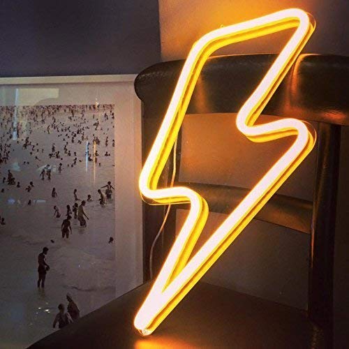Lightning Bolt (Warm White) Neon Sign Light | Battery & USB Operated