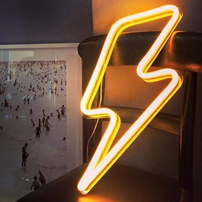 Lightning Bolt (Warm White) Neon Sign Light | Battery & USB Operated
