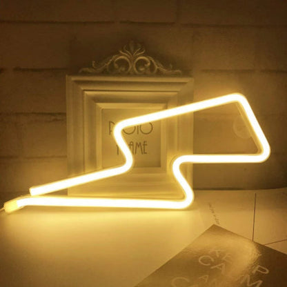 Lightning Bolt (Warm White) Neon Sign Light | Battery & USB Operated