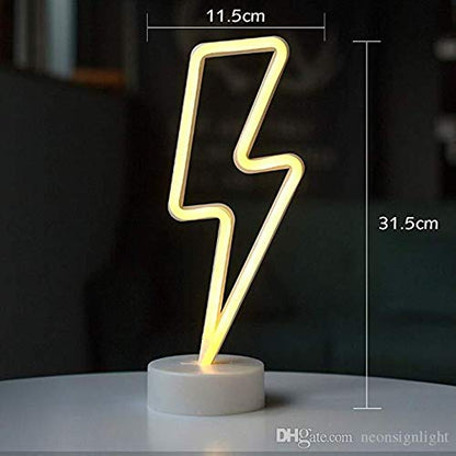 Lightning Bolt (Warm White) Neon Sign Table Lamp | Battery & USB Operated