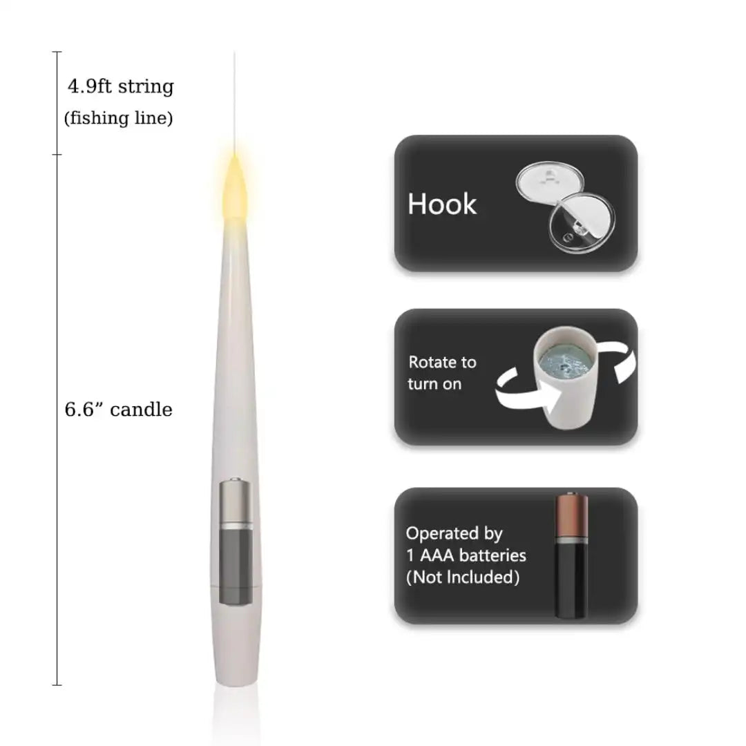 Lumos Floating Taper Candles with Wand | Pack of 12