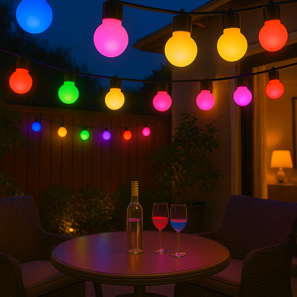 G50 RGBIC Waterproof Outdoor Bulb String Lights – USB Operated | 20 Smart LED Bulbs for Balcony, Garden, Events