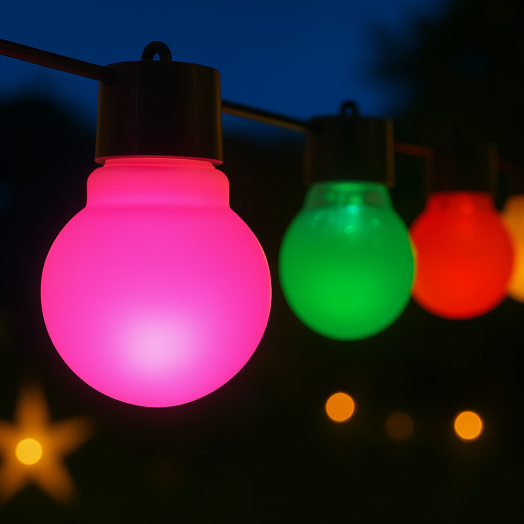 G50 RGBIC Waterproof Outdoor Bulb String Lights – USB Operated | 20 Smart LED Bulbs for Balcony, Garden, Events