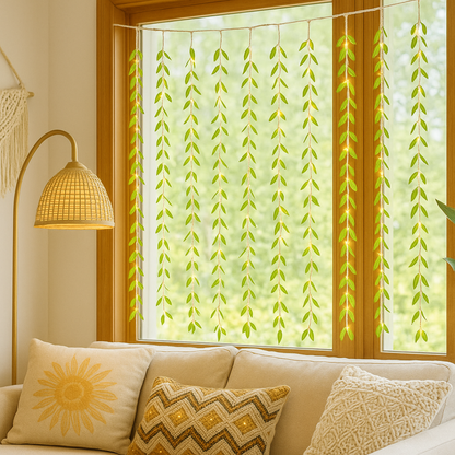 Leaves Garland Curtain Lights | Warm White | Diwali Decoration