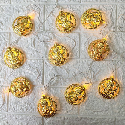 Ganpati Metal String Lights | Amber Yellow LED | Ganpati Decoration