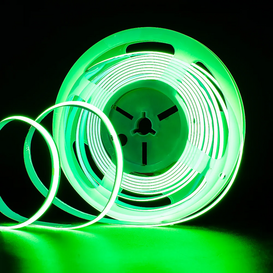 8mm COB Dotless LED Strip Lights - Green - 320 LEDs per meter - 12V
