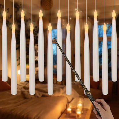 Lumos Floating Taper Candles with Wand | Pack of 12