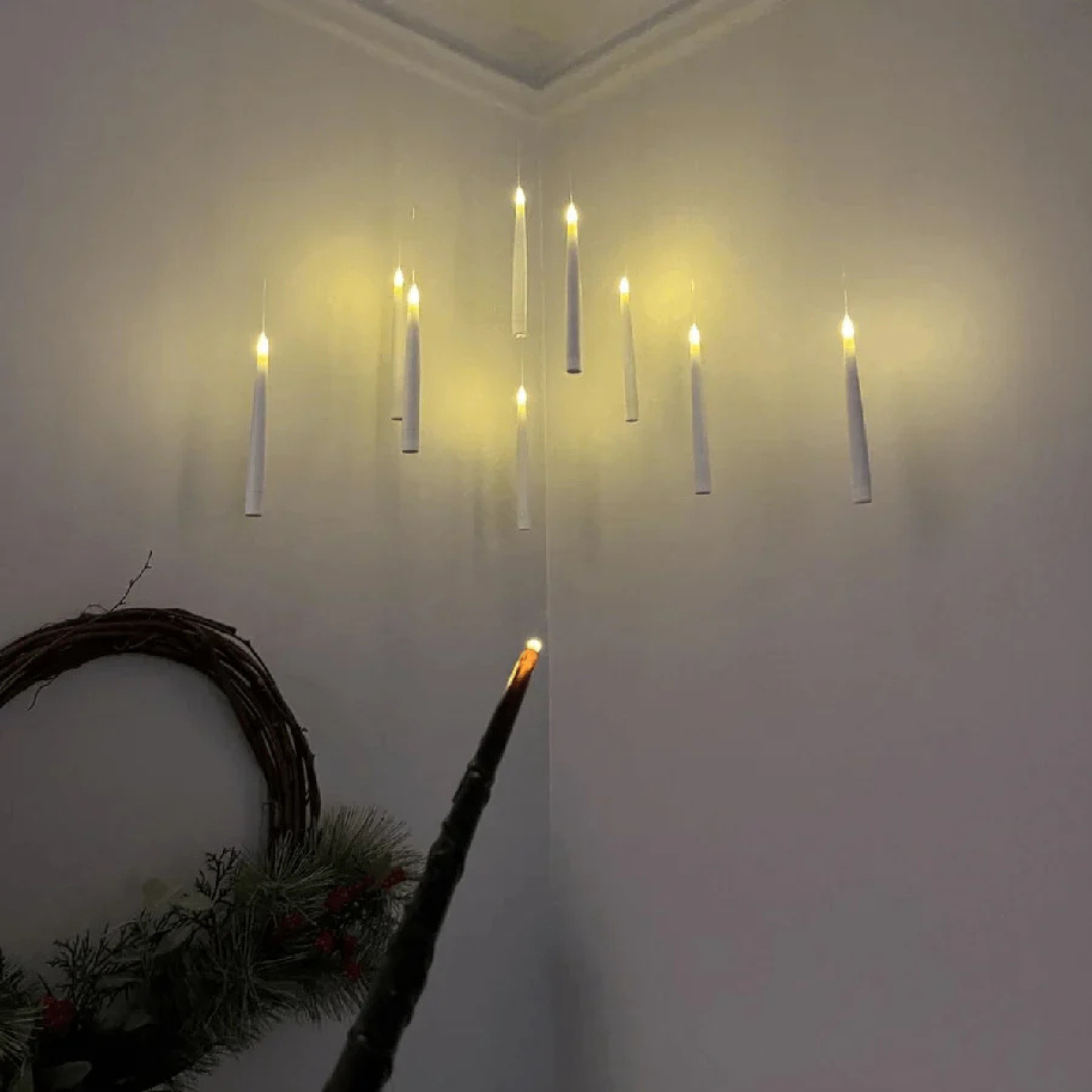 Lumos Floating Taper Candles with Wand | Pack of 12