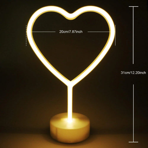 Heart Neon Sign Table Lamp | Battery & USB Operated