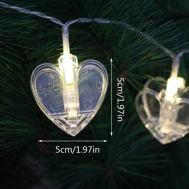 Heart Photo Clip Lights - Warm White LED