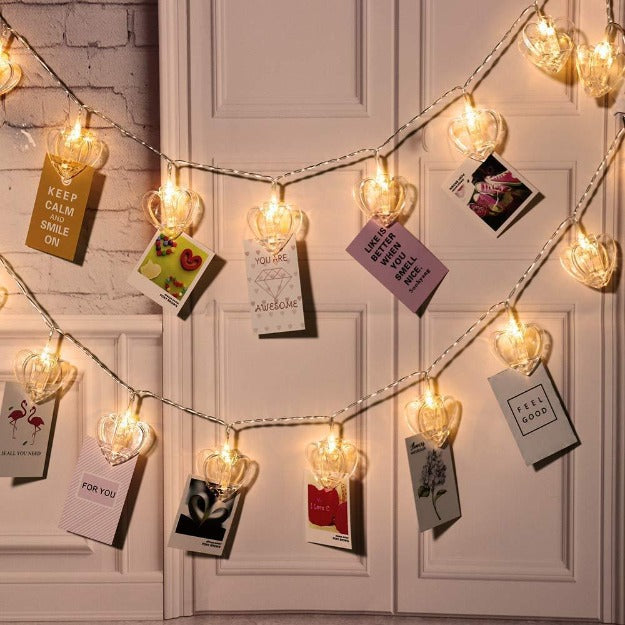 Heart Photo Clip Lights - Warm White LED