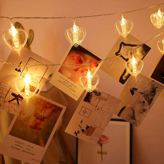 Heart Photo Clip Lights - Warm White LED