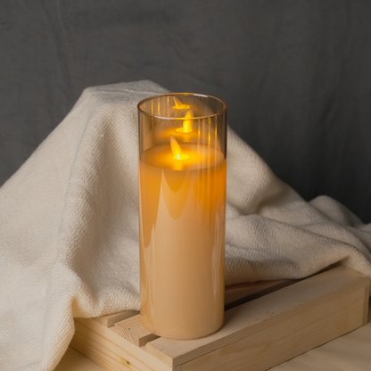Battery Operated Flameless LED Pillar Candles Pack of 3 - Moving Flame, 10 Key Remote & Timer Controlled