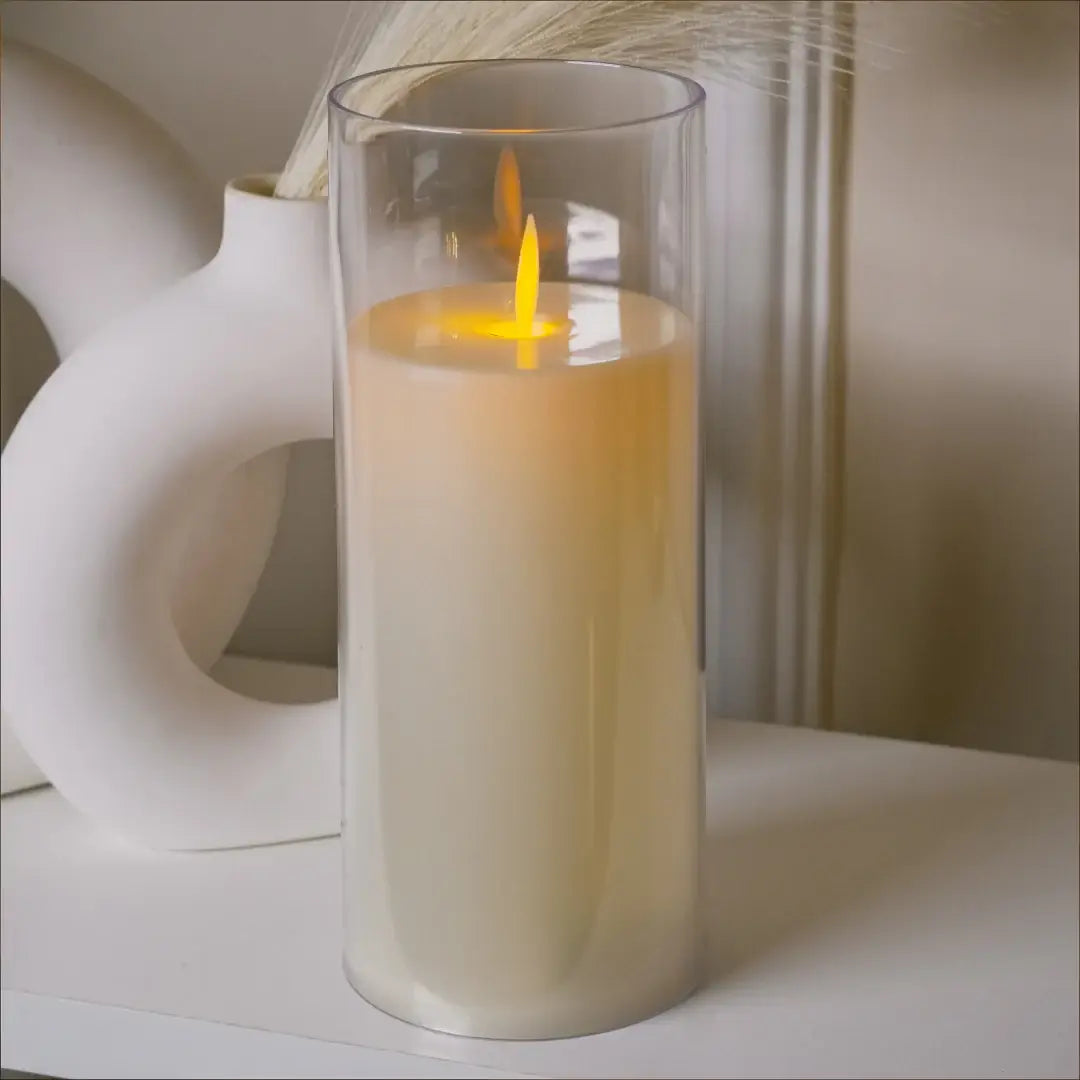 Acrylic Glass LED Moving Flame Pillar Candle
