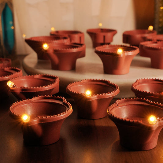 LED Brown Diya  | Flameless | Pack of 6 or 12