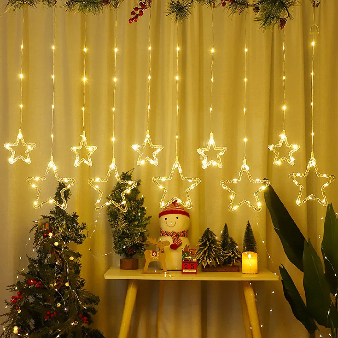 LED Fairy Star Curtain Light | Warm White - Water Resistance