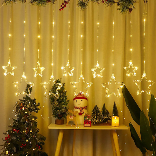 LED Fairy Star Curtain Light | Warm White - Water Resistance