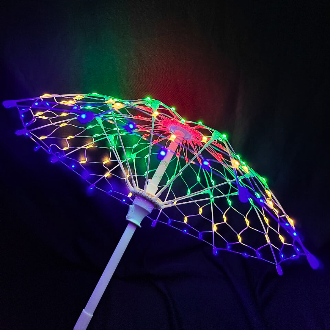 LED Decorative Light Umbrella – Rainbow & Warm White Illumination | 8 Lighting Modes | IP44 Weatherproof