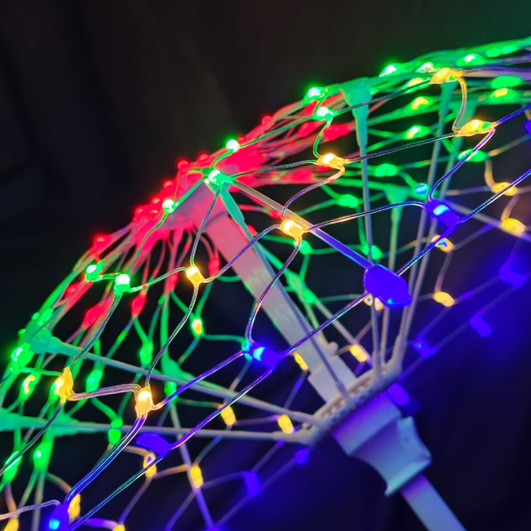 LED Decorative Light Umbrella – Rainbow & Warm White Illumination | 8 Lighting Modes | IP44 Weatherproof