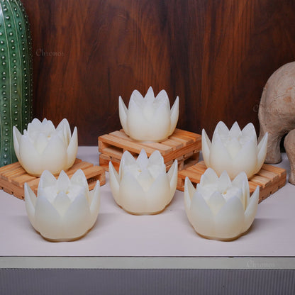 LED Tea Light Lotus Candles (Pack of 6)