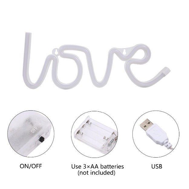 Love Neon Sign Light | Battery & USB Operated