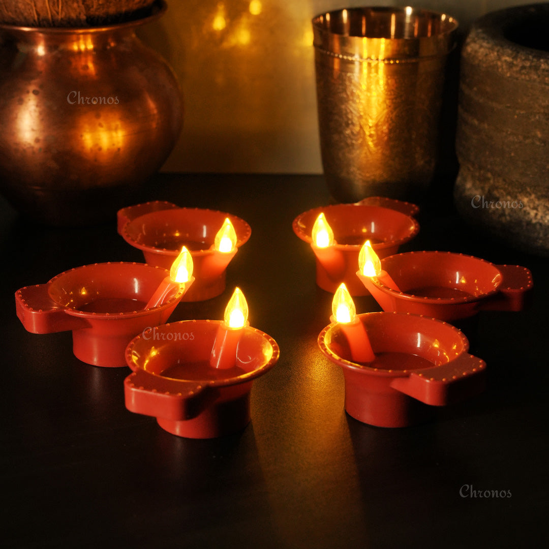 LED Brown Diya  | Flameless | Pack of 6 or 12