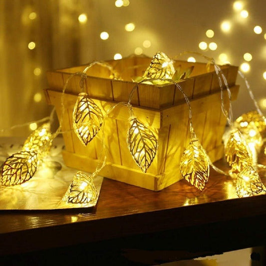 Metal Leaf Decorative String Lights - Warm White