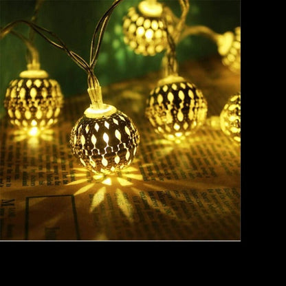 Metal Moroccan Balls Decorative String Lights - Warm White | Diwali Decoration