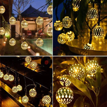 Metal Moroccan Balls Decorative String Lights - Warm White | Diwali Decoration