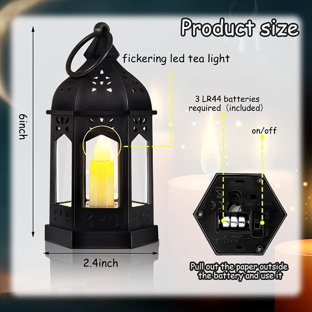 Mini Moroccan Decorative Lantern with LED Candle | Pack of 3