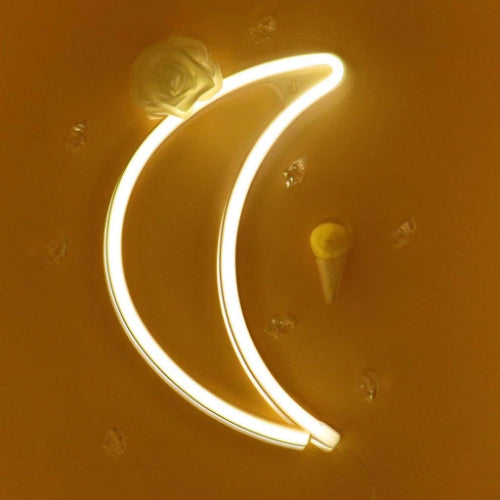 Moon (Warm White) Neon Sign Light | Battery & USB Operated
