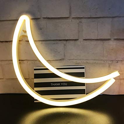 Moon (Warm White) Neon Sign Light | Battery & USB Operated