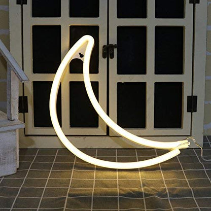Moon (Warm White) Neon Sign Light | Battery & USB Operated