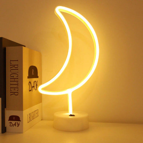 Moon (Warm White) Neon Sign Table Lamp | Battery & USB Operated
