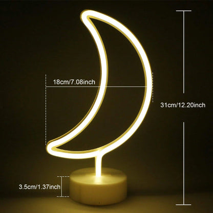 Moon (Warm White) Neon Sign Table Lamp | Battery & USB Operated