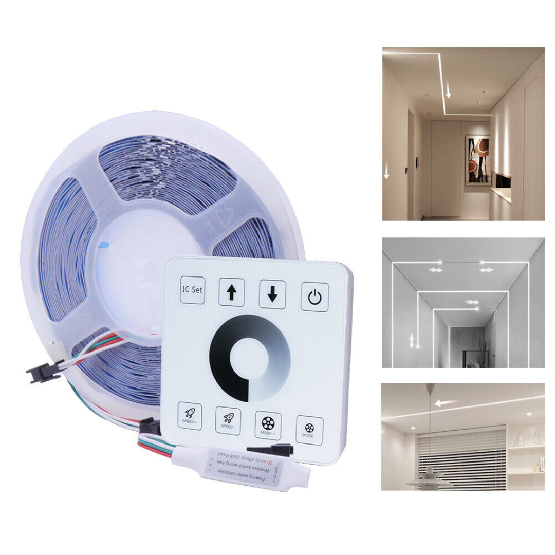 Running Flowing Water LED Strip Lights Kit - 2835 120L/m 24V WS2811 with Wireless Controller and Power Supply