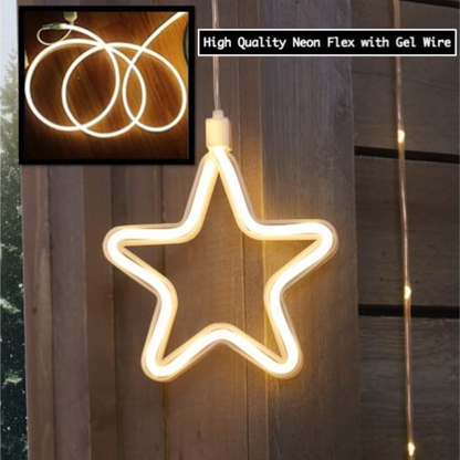 Neon Star Curtain Lights - 9 Stars | Warm White